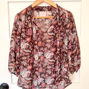 Romeo & Juliet Couture Floral Blouse - Pink, Purple, Brown
